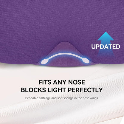 Mavogel Cotton Sleep Eye Mask - Updated Design Light Blocking with Adjustable Nose Bridge, Soft and Comfortable Night Eye Mask for Men Women, Eye Blinder for Shift Work, Includes Travel Pouch, Black