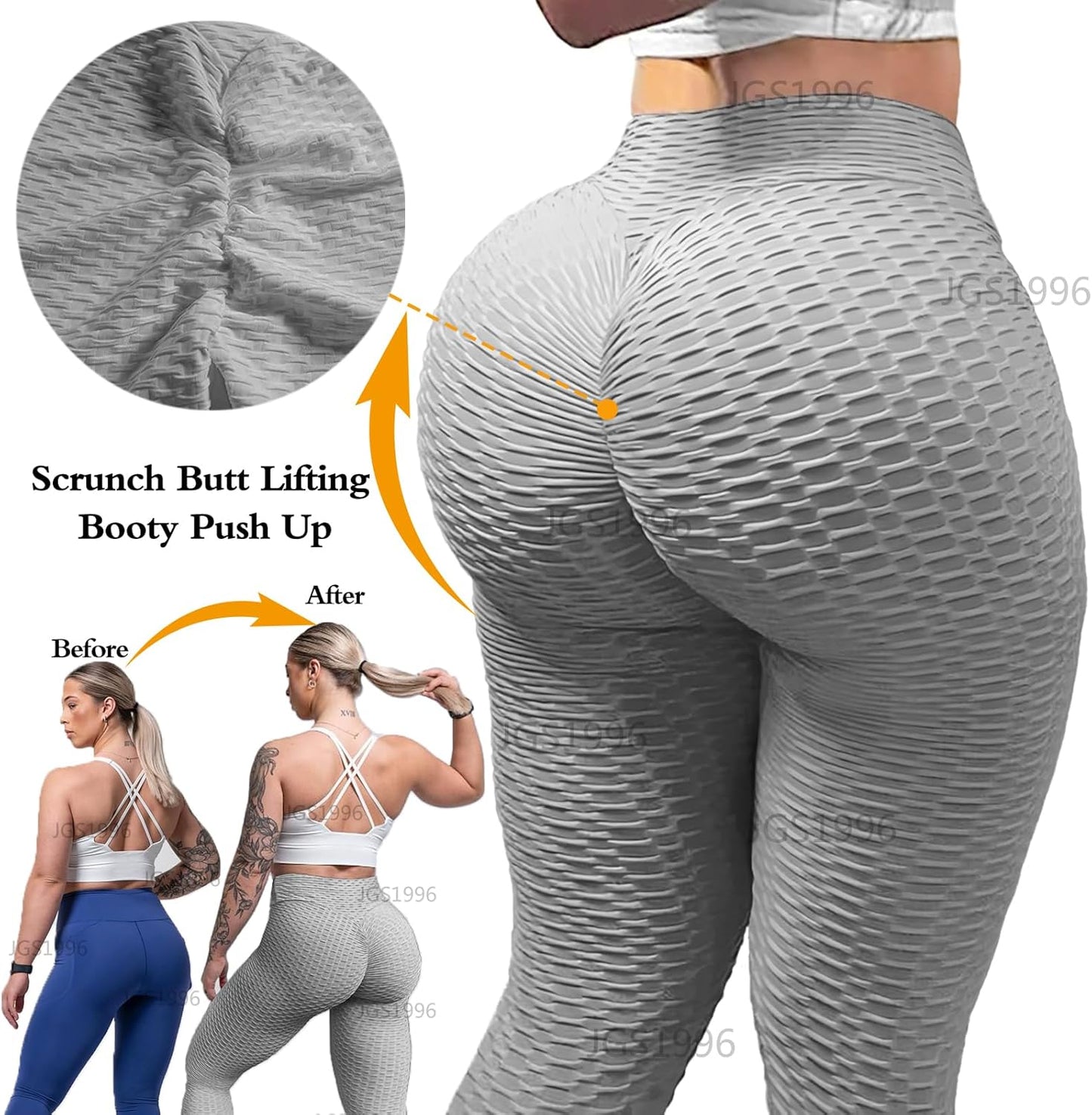 JGS1996 Butt Lifting Leggings for Women Tummy Control Workout Yoga Pants High Waisted Scrunch Booty Gym Tights
