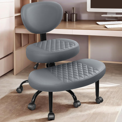 AtHope Ergonomic Cross Legged Office Chair with Wheels - Adjustable Height for Meditation, ADHD Desk & Yoga - Wide Criss Cross Design with Lumbar Support, Kneeling Chair - Black