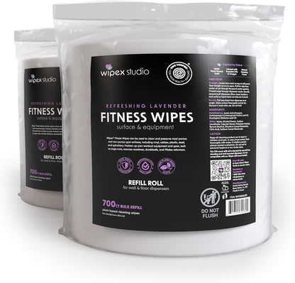 Wipex Gym Wipes Refill, 700 Count, Large 8"x12" Fitness Equipment Wipes with Cleaning Vinegar and Refreshing Lavender Essential Oil for Yoga Mat Cleaner, Fits Dispensers, 700 Count (Pack of 1)