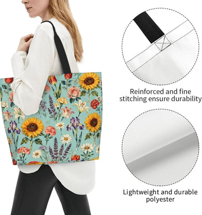 Tote Shoulder Bag Large Durable Reusable Eco-friendly Handbag Lightweight Stylish for Daily Use-19.7x15.7x5.9 Inch - Colors B