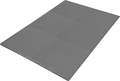 BalanceFrom Puzzle Exercise Mat 1" Thick, EVA Interlocking Foam Floor Tiles for Home Gym, Mat for Home Workout Equipment, Floor Padding for Kids, Black, 24 in x 24 in x 1 in, 24 Sq Ft - 6 Tiles