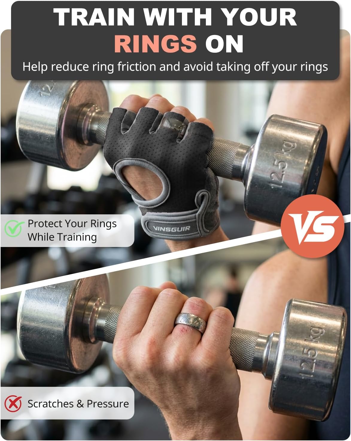 VINSGUIR Workout Gloves for Women and Men, Breathable Weight Lifting Gloves for Gym Exercise, Fitness, Training, and Cycling, with Excellent Grip and Cushion Pads