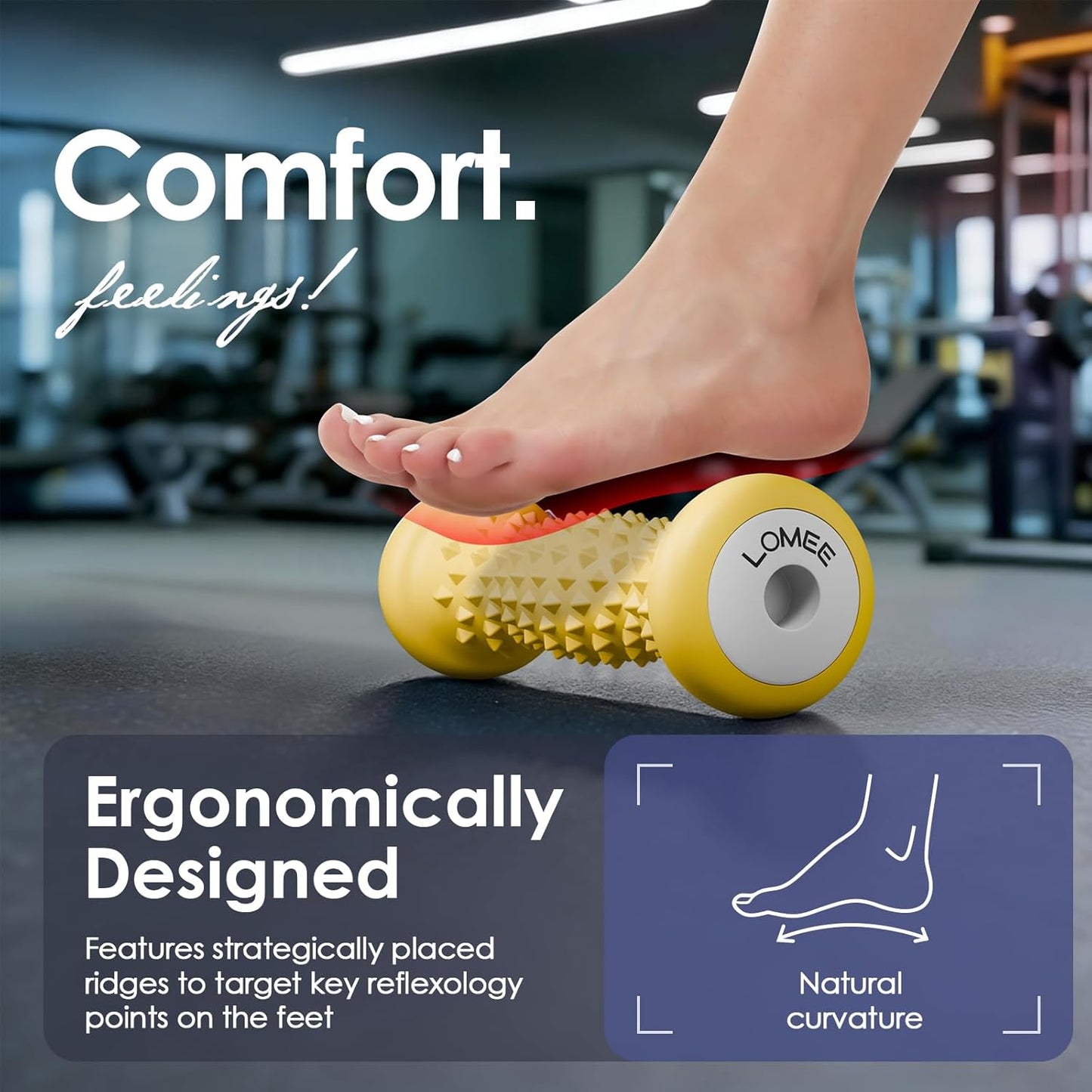 LOMEE Foot Roller Massager for Plantar Fasciitis Relief, Foot Arch and Heel Pain Relief, Portable Reflexology Massage Tool, Deep Tissue Muscle Massage Roller