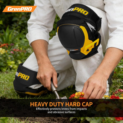 GRENPRO Professional Knee Pads for Work,Heavy Duty Thick Foam Knee Pads Tools, Knee Pad with Soft Gel Cushion for Construction, Work, Flooring, Gardening, Cleaning, Tiling,Gray
