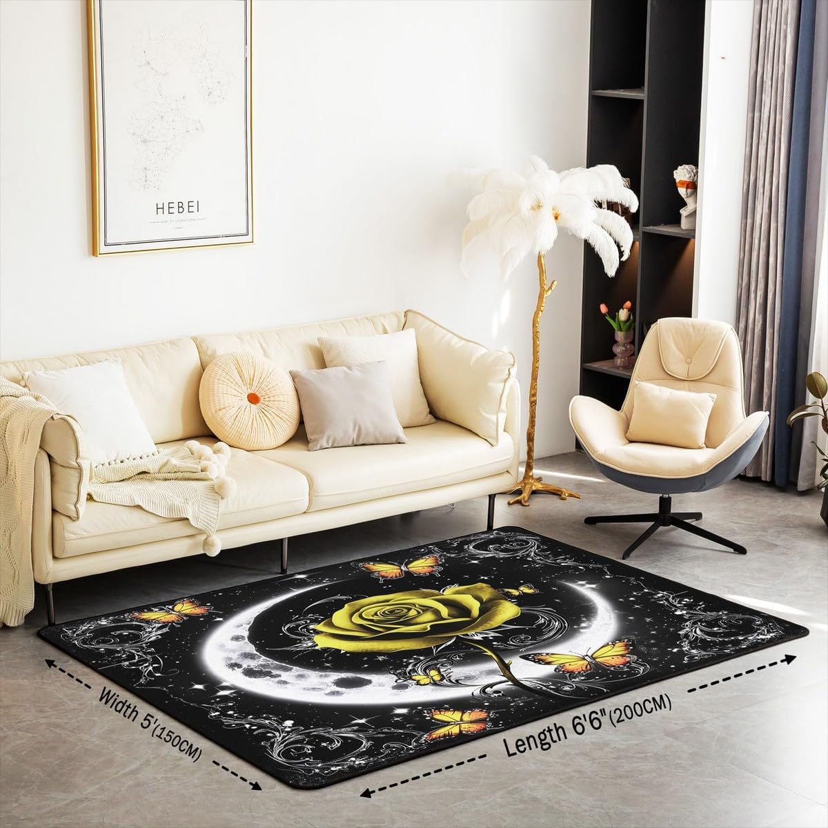 Feelyou Floral Rose Indoor Floor Mat Set,Romantic Blue Rose Rugs for Living Room Bedroom Area Rug 3x5,Boys Girls,Botanical Flower Rose Accent Rug Doormats Floor Mat for All Season