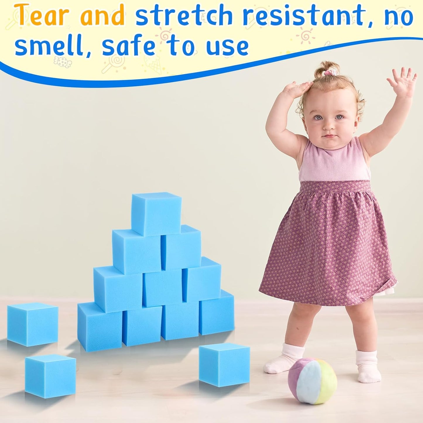 Treela Foam Pit Blocks, Foam Gym Cubes, 4 x 4 x 4 in Protective Trampoline Padding for Gymnastics, Parkour Courses, Trampoline Arenas, BMX