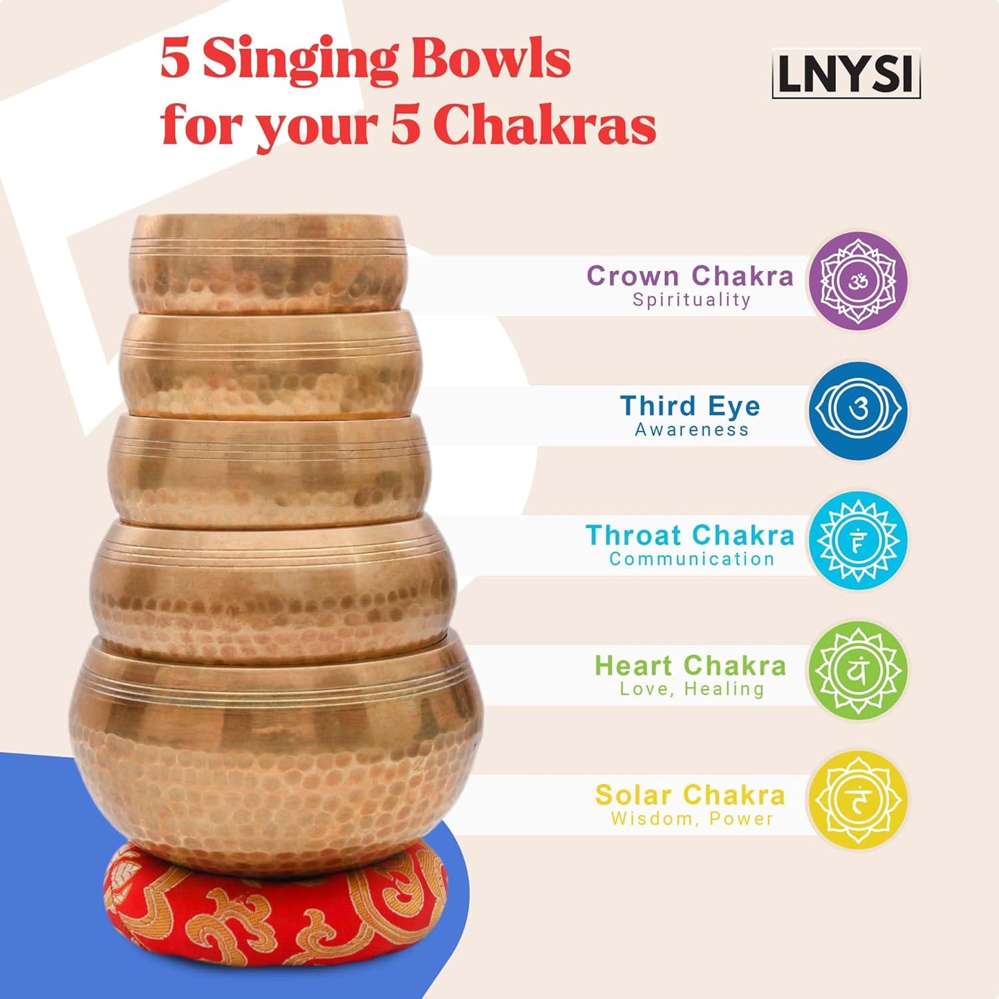 Tibetan Singing Bowl Set - Authentic Cuencos Tibetanos for Sound Healing, Meditation & Chakra Balancing - Includes Cushion, Mallet-Unique Spiritual Gifts for Women and Men (7 Chakra Hand Hammered Set)