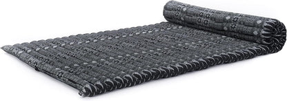 Leewadee - Kapok Roll Mat – Handcrafted Folding Sleep & Relaxation Mattress from Thailand, Ideal as Guest Bed, Camping Mat, Yoga Mat or Traditional Futon, 75 x 39 inches, Anthracite