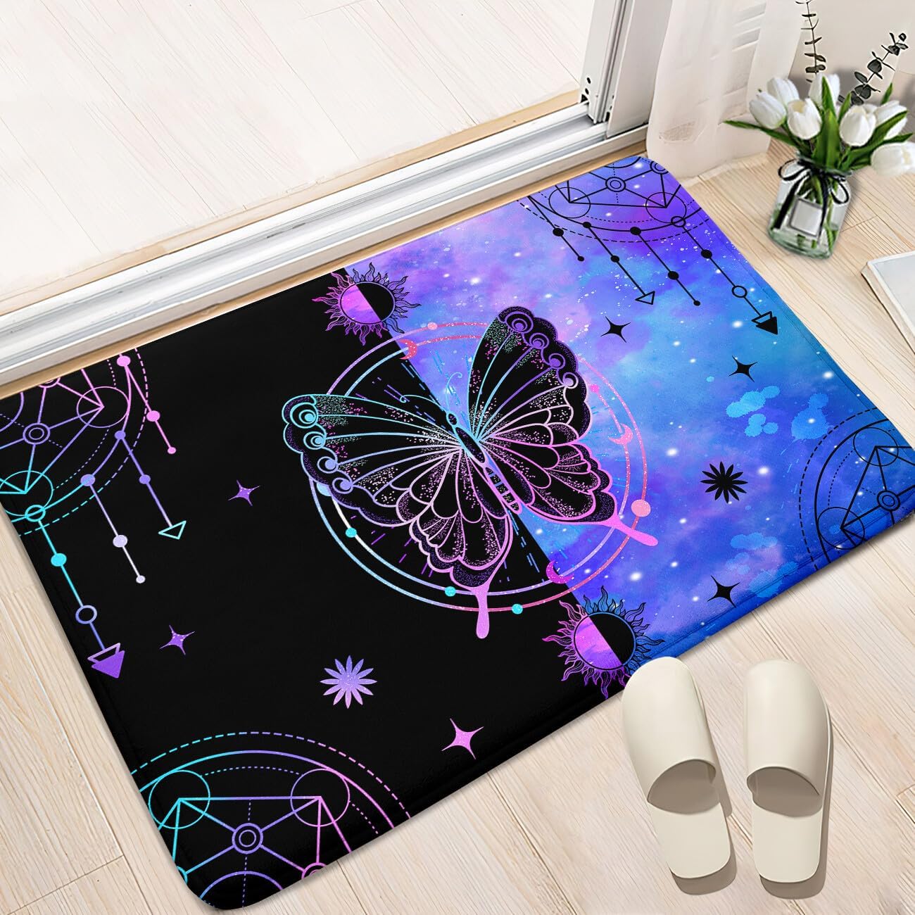 Black Girl Area Rug for Bedroom African Black Girls Floor Rugs for Living Room Playroom Cartoon Art Home Decor Soft Yoga Mats for Women Afro Purple 47" x 31" (2.7 x 3 Feet)