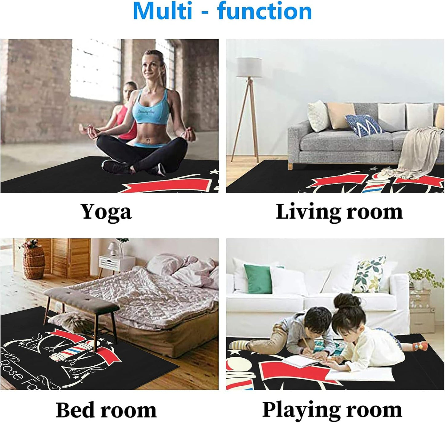 Barber Shop Welcome Salon Area Rug Custom Personalized Carpet for Living Room Yoga Bedroom Playing Room Camping 5.2'x7.5'