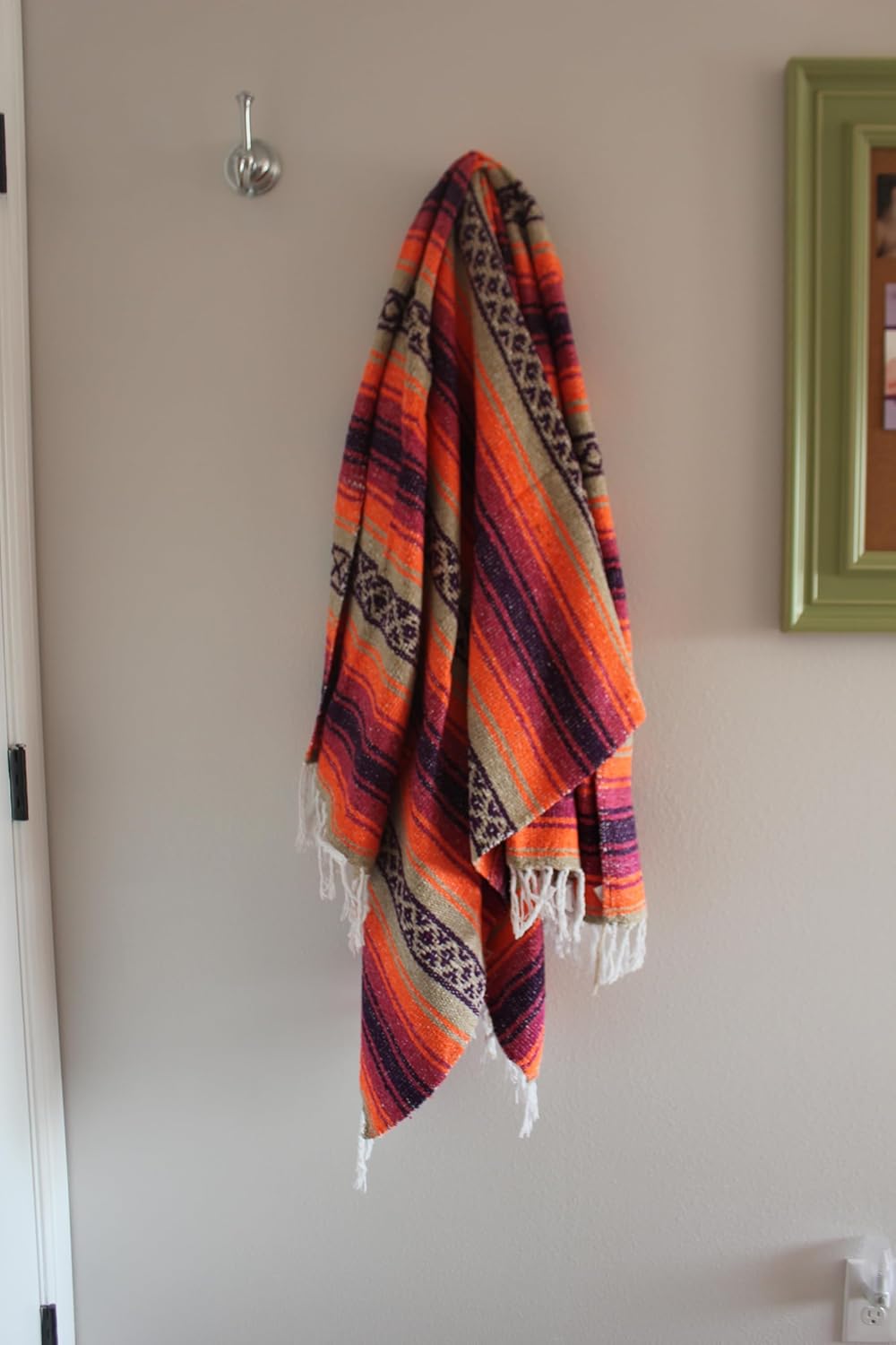 Del Mex Classic Mexican Blanket, Large Authentic Woven Falsa Throw (70"x50"), Artisan Southwest Décor for Beach, Yoga, Outdoors (Lavender)
