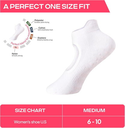 COOLMATE Pilates Socks with Grips for Women, Yoga Socks, Crew Non Slip Women for Barre, Pilates Gifts for Women - Colors B