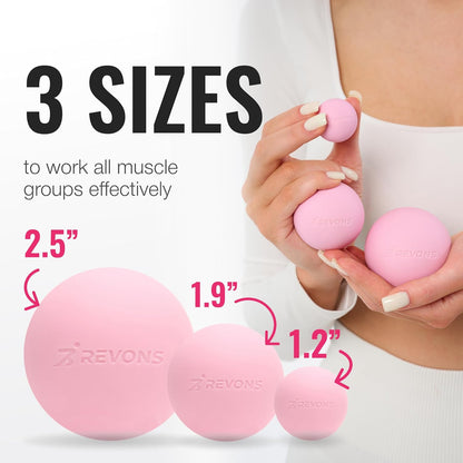 3 in 1 Massage Ball Set - Lacrosse Balls for Myofascial Release, Back Pain Relief, Face Fitness, Trigger Points, Yoga, Physical Therapy, Muscle Recovery and Soft Deep Tissue Massage (Turquoise)