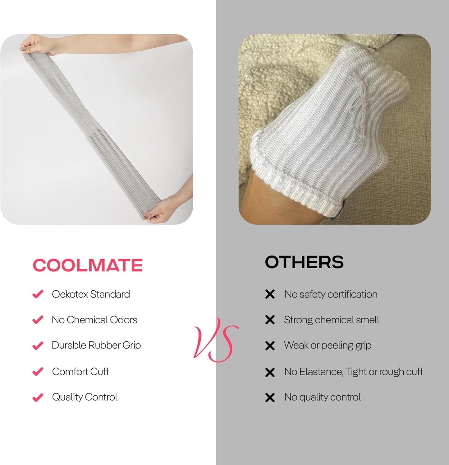 COOLMATE Pilates Socks with Grips for Women, Yoga Socks, Crew Non Slip Women for Barre, Pilates Gifts for Women - Colors B