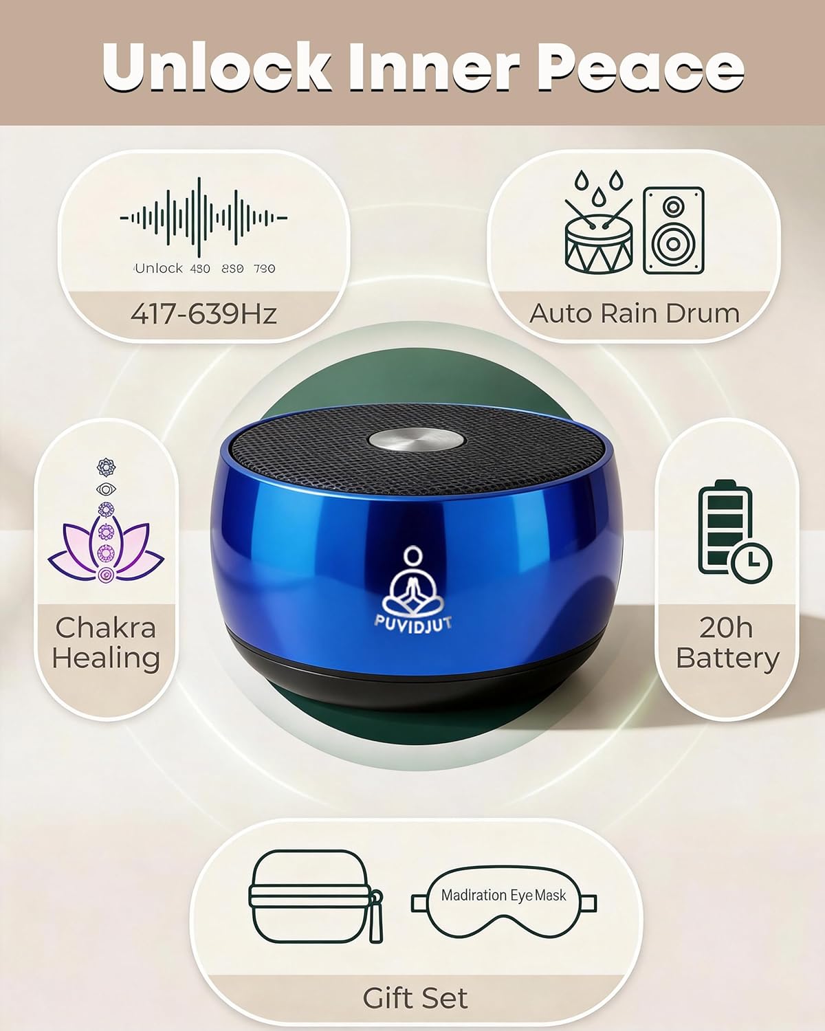 Sound Frequency Machine,Meditation Generator Instrument,Tone Device Tools - Solfeggio Frequencies Bath for Yoga, Mindfulness, Vibration System of Chakra Balancing, 5 Tones, 3 Timers