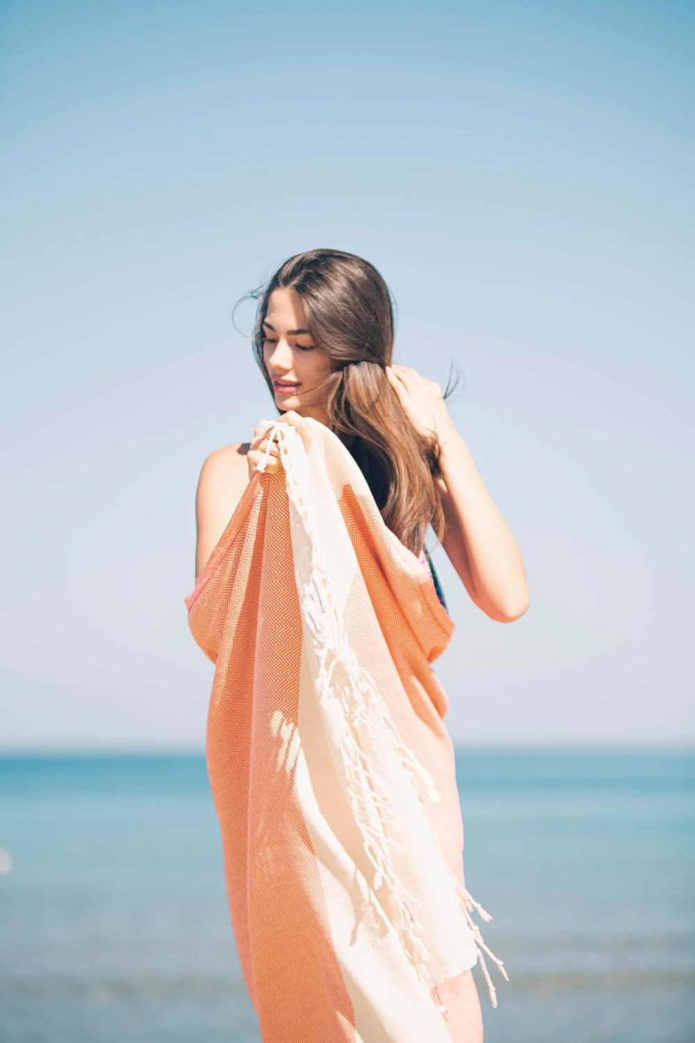 Bazaar Anatolia Turkish Beach Towel – 100% Cotton, Quick Dry, Lightweight and Sand Free – Perfect for Bathroom, Travel, Yoga, Camping, Oversized 71x39 inches - Diamond Black - Colors A