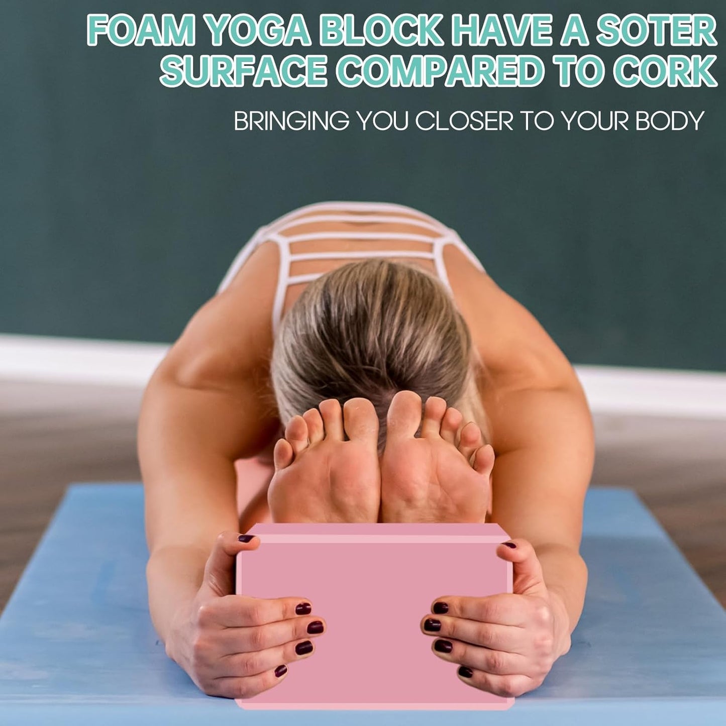 Yoga Block - Unsupported Latex Eva foam - Soft non slip surface with bevel for yoga, pilates, meditation - Yoga accessories for stability, balance and deep stretching