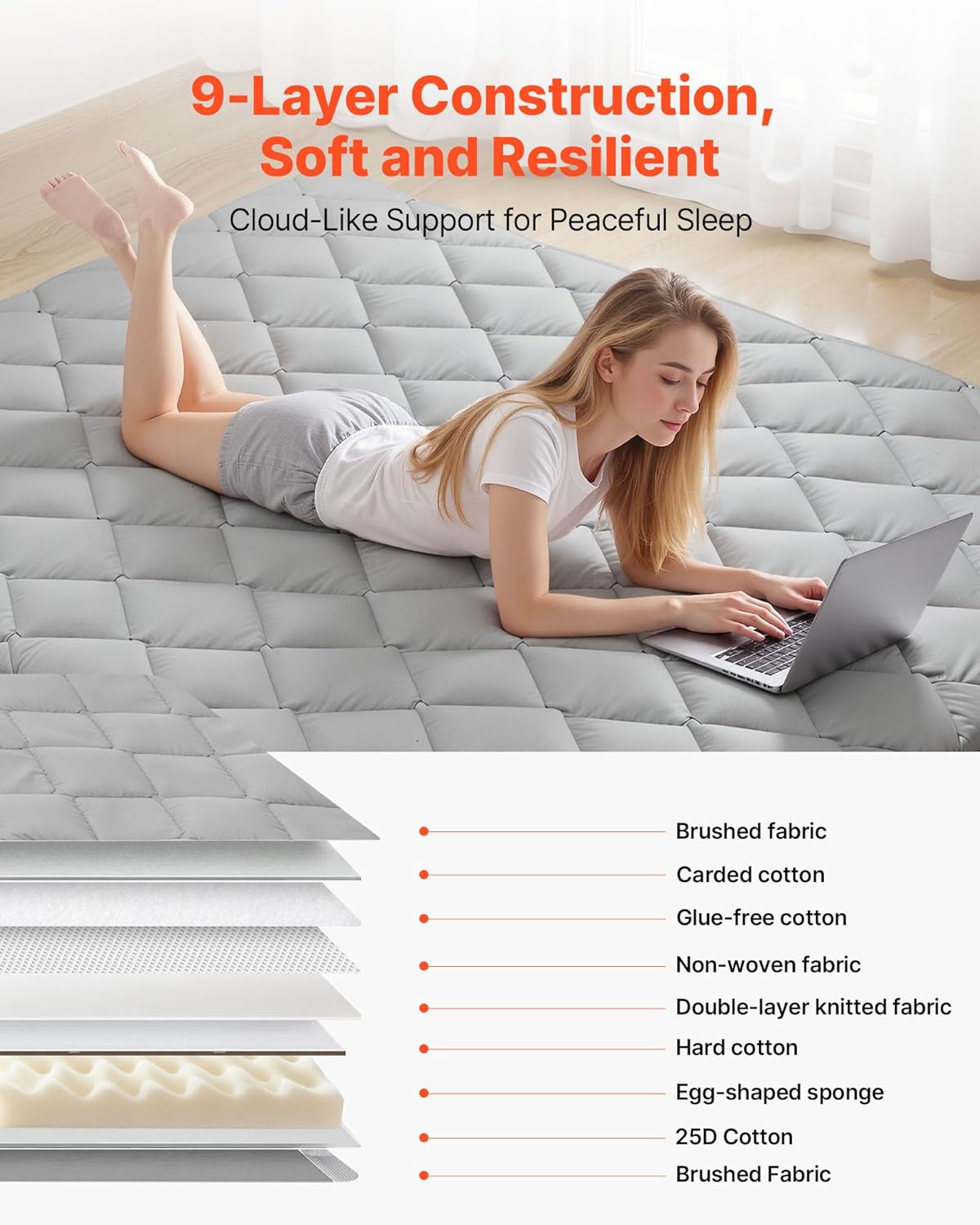 VEVOR Japanese Floor Mattress, Futon Mattress, 100% High Density Comfortable Foam, Foldable Tatami Mat with Storage Bag, Sleeping Pad for Camping Dormitory Yoga
