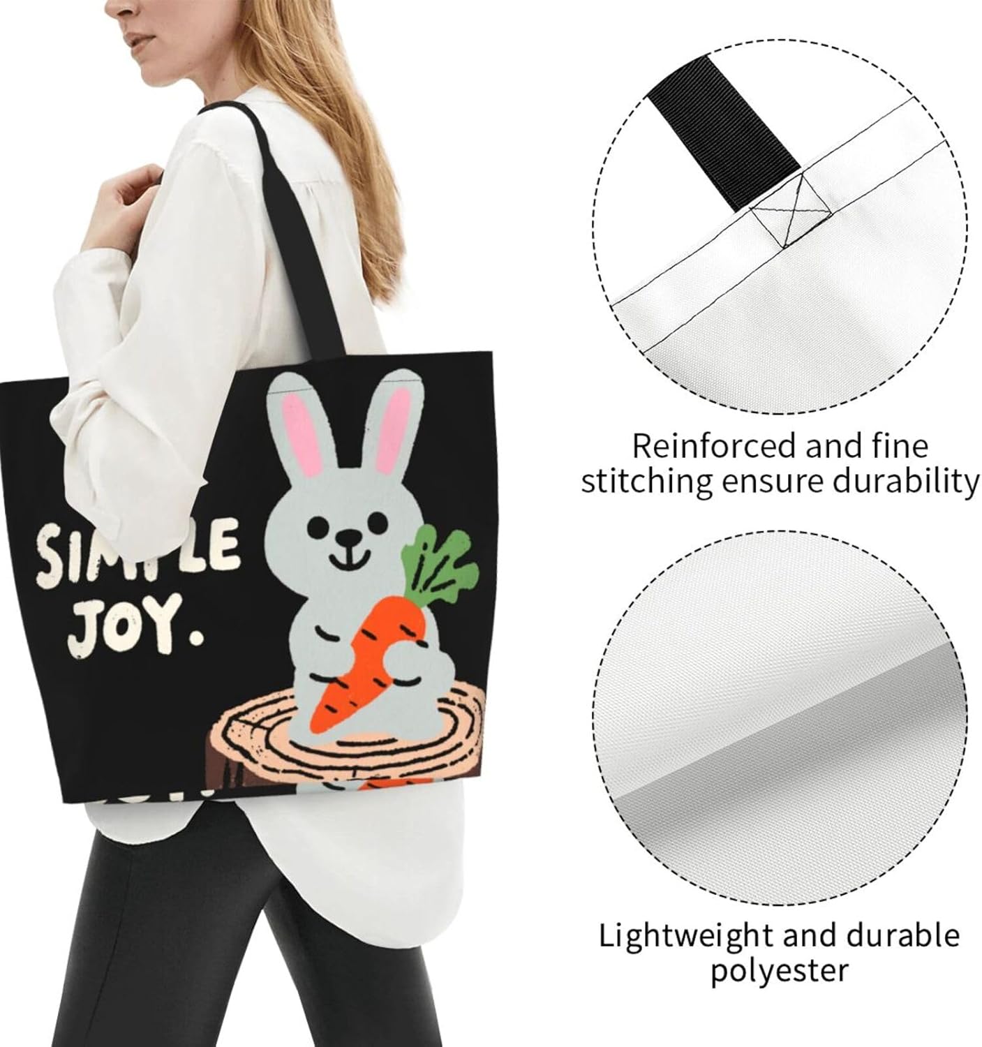 Tote Shoulder Bag Large Durable Reusable Eco-friendly Handbag Lightweight Stylish for Daily Use-19.7x15.7x5.9 Inch - Colors B