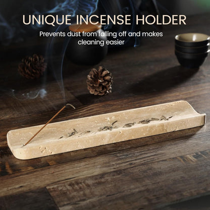 Koville Marble Incense Holder, Incense Holder for Sticks, Incense Sticks Holder Ash Catcher for Meditation Yoga SPA, Natural Stone Incense Burner, Home Table Decor (Green)