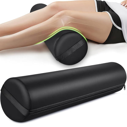 Noverlife Full Round Bolster Pillow, 6" x 26" Massage Bolsters for Under Legs/Neck/Back Pain Relief, Knee Bolster with Strap Handle, Physical Therapy Bolsters for Massage Table Bed Yoga Pillow, Blue