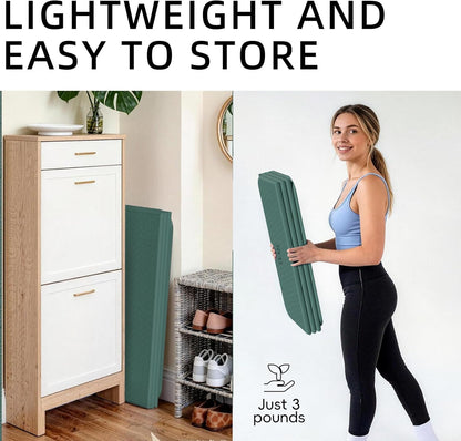 Large Yoga Mat 75"x31", Foldable Yoga Mat & Travel Yoga Mat, Extra Wide 0.24" Thin Non-Slip Mat for Yoga, Pilates, Stretching & Home Workouts –Easy Carry & Store