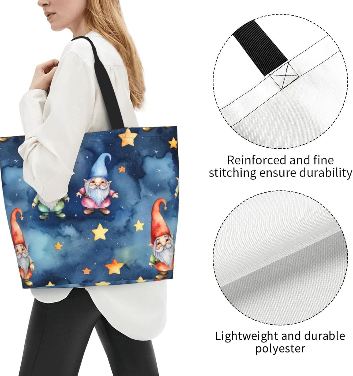 Tote Shoulder Bag Large Durable Reusable Eco-friendly Handbag Lightweight Stylish for Daily Use-19.7x15.7x5.9 Inch - Colors A