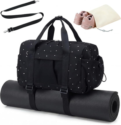 LEDAOU Small Gym Bag for Women, Mini Duffle Bag with Yoga Mat Holder Lightweight Carry On Sports Bag with Separate Shoe Pocket and Wet Pocket Duffel Bags Dance Yoga Workout Bag (Pink)