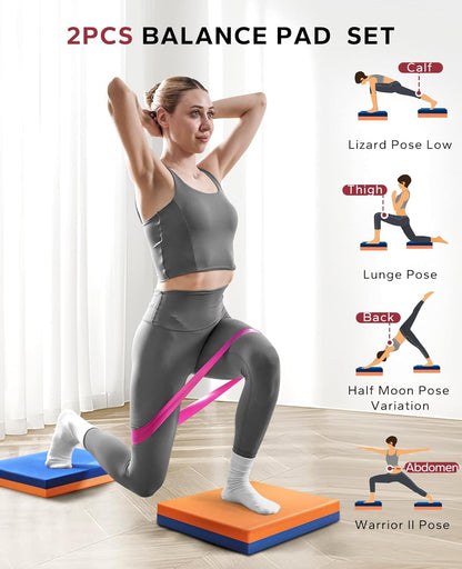 HAPBEAR Exercise Balance Pad - 15"x12" Non-Slip Textured Bottom Stability Training Mat - 2.25" Thick Soft Cushioned Foam for Physical Therapy, Core Training & Home Workouts