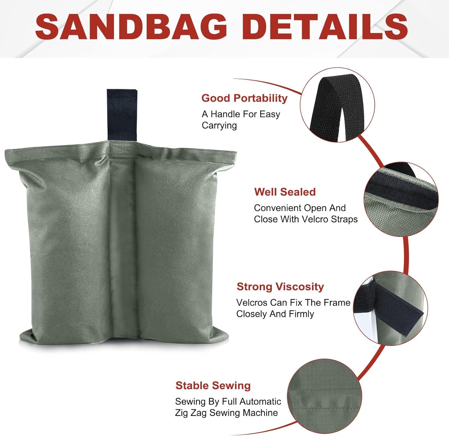 ABCCANOPY Canopy Weights 120 LBS Gazebo Tent Sand Bags,4-Pack Gray (Without Sand)