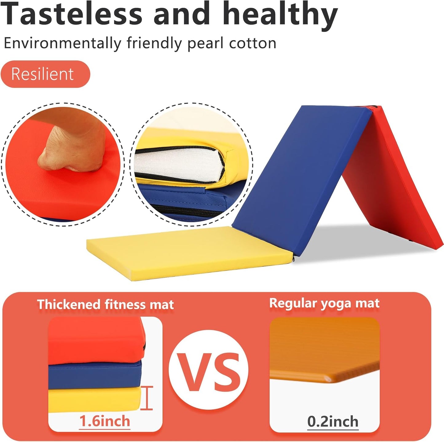 PayLessHere Gymnastics Mat - Folding Gymnastic Mat for Tumbling, Stretching, Yoga & Arts - Thick PU Leather - Indoor/Outdoor