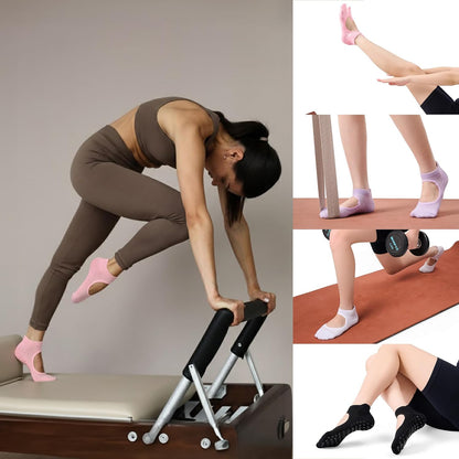 COOLMATE Pilates Socks with Grips for Women, Yoga Socks, Crew Non Slip Women for Barre, Pilates Gifts for Women - Colors A