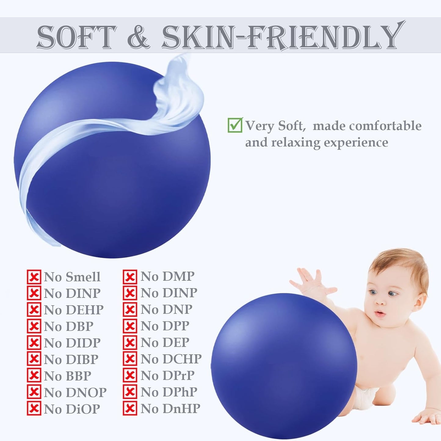 PL-0003 Soft Exercise Ball, Anti-Burst Yoga Ball Chair Supports 2200lbs PL-0003