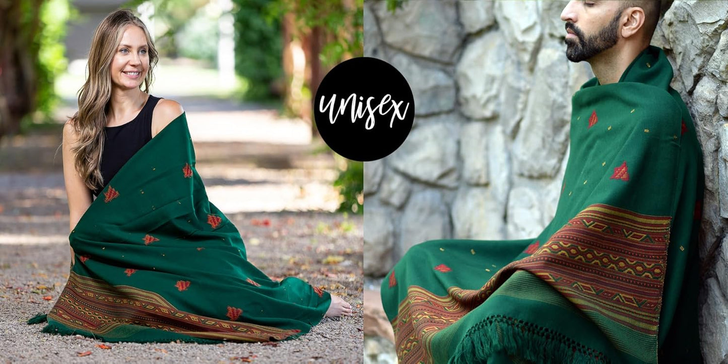 Exotic Vegan Meditation Shawl - Large Unisex Prayer Wrap, Oversize Scarf & Versatile Indian Style Blanket