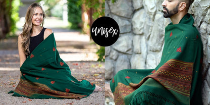 Exotic Vegan Meditation Shawl - Large Unisex Prayer Wrap, Oversize Scarf & Versatile Indian Style Blanket