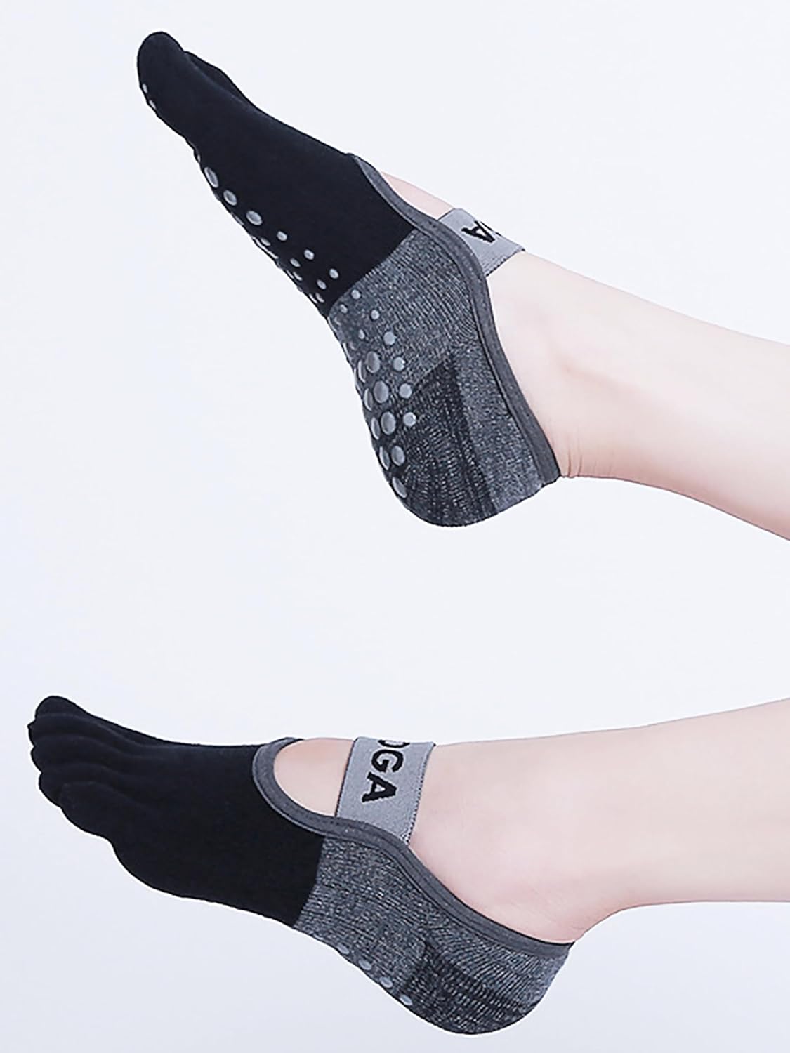 1/2 Pairs Grippy Socks Woman Pilates Socks with Grips for Women Yoga Barre Gripper Non Skid Slip Size 5.5-9.5