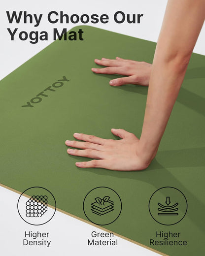 YOTTOY Yoga Mat,Non-Slip Hot Yoga Mat with Anti-Tear Design and Friendly Natural Rubber Mat with Strap and Bag