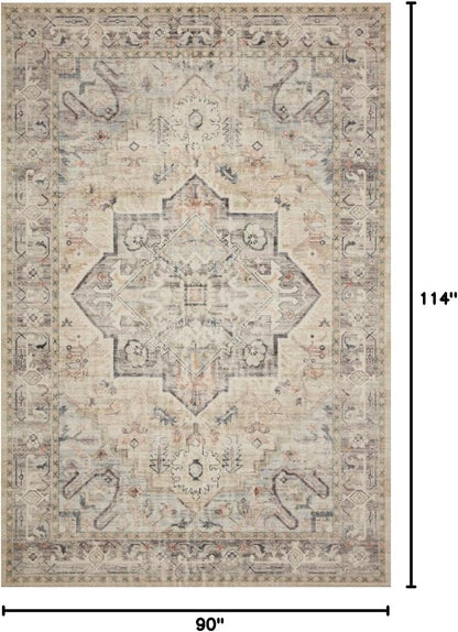 Loloi Hathaway Collection HTH-06 Blush/Multi 2'-6" x 7'-6", .25" Thick, Runner Rug, Soft, Durable, Printed, Modern, Low Pile, Non-Shedding, Easy Clean, Living Room Rug