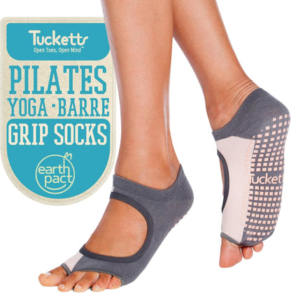 Tucketts Allegro Toeless Pilates Socks with Grips for Women, Non-Slip Open-Toe Grip Socks, Yoga, Barre, Dance, Reformer, Home