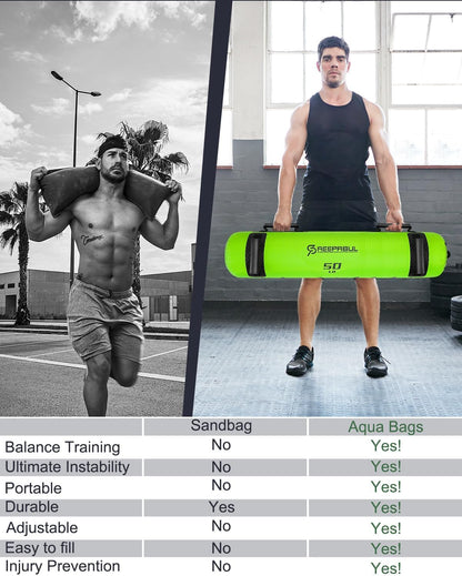 Aqua Bags for Workout 5-45lbs - Ultimate Core Water Weights Aqua Bag - Portable Stability Fitness -Stability, Core and Balance Training - Portable Fitness Equipment - Includes Three Bags