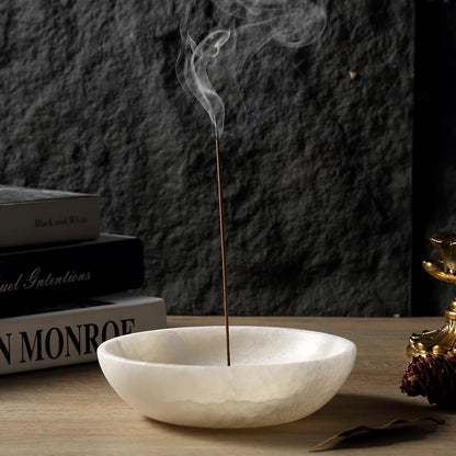 Koville Natural Marble Incense Holder, Incense Holder for Sticks with 9 Holes, Handmade Incense Burner Ash Catcher for Meditation Yoga SPA, Balsam Fir/Palo Santo/Sage/Cone (RoyalBeige)
