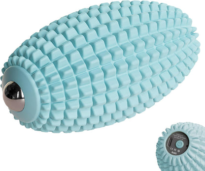 Vibrating Massage Ball for Plantar Fasciitis, Silicone Trigger Point, Myofascial Massage Ball, Deep Tissue Roller for Back, Neck, Foot, Muscle Recovery, Hip & Psoas Release Tool (Blue)