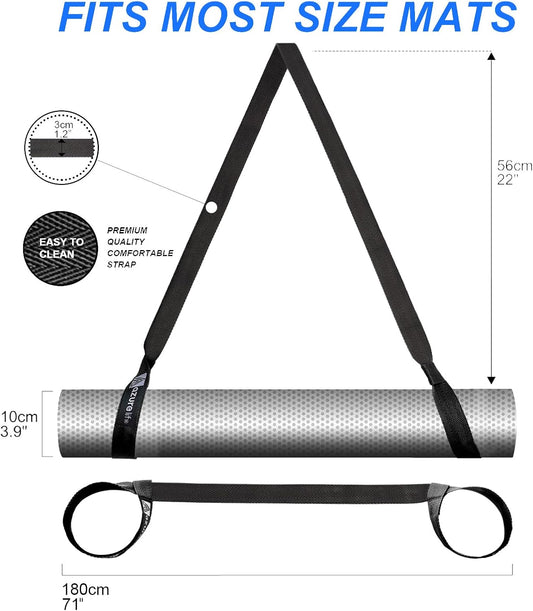 A AZURELIFE [MAT NOT Included] Yoga Mat Sling, Yoga Mat Straps for Carrying, Easy-Cinch Yoga Mat Holder Strap
