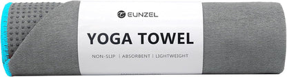 Eunzel Hot Yoga Towel - Microfiber Non Slip Yoga Mat Towel with Grip Dot Sweat Absorbent Towel for Hot Yoga, Pilates and Fitness 72" x 24", Dark Cyan/Orange