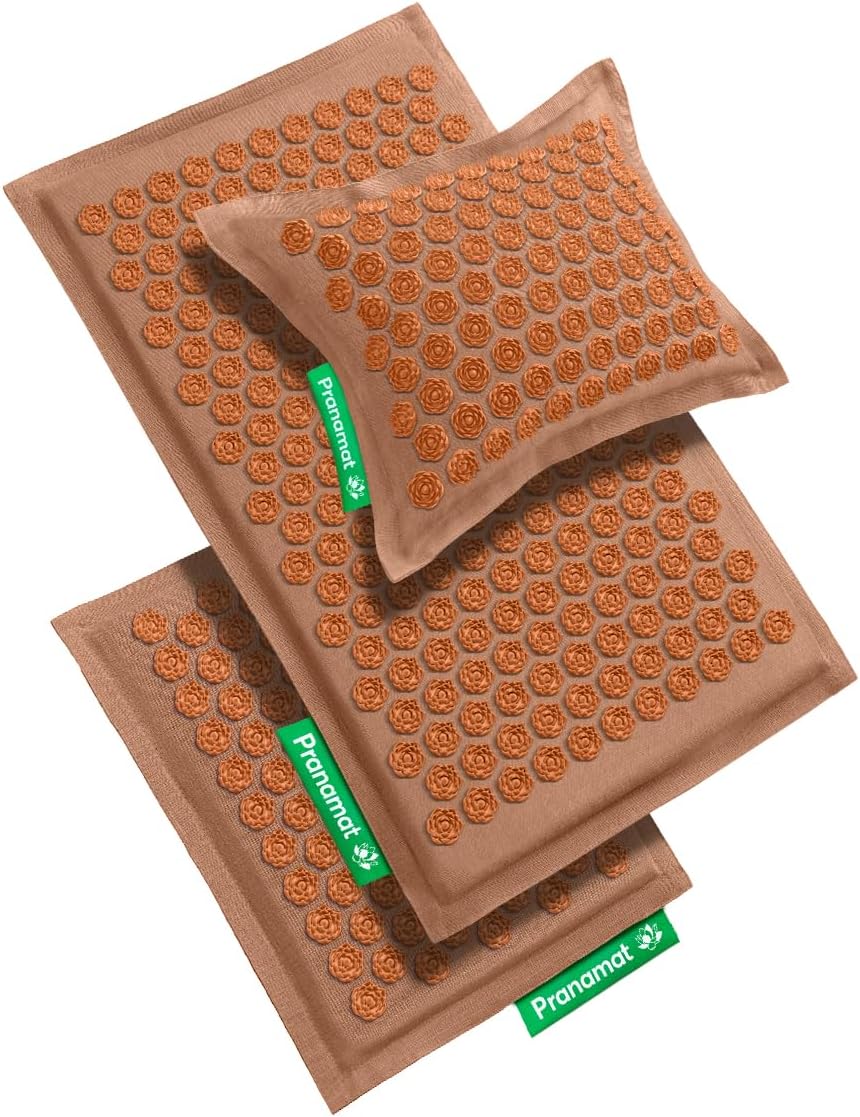 Acupressure Large & Small Mat with Pillow Set, Premium Acupressure Therapy for Pain Relief and Relaxation, Handcrafted in Europe with Sustainable and Natural Materials (Lavander)