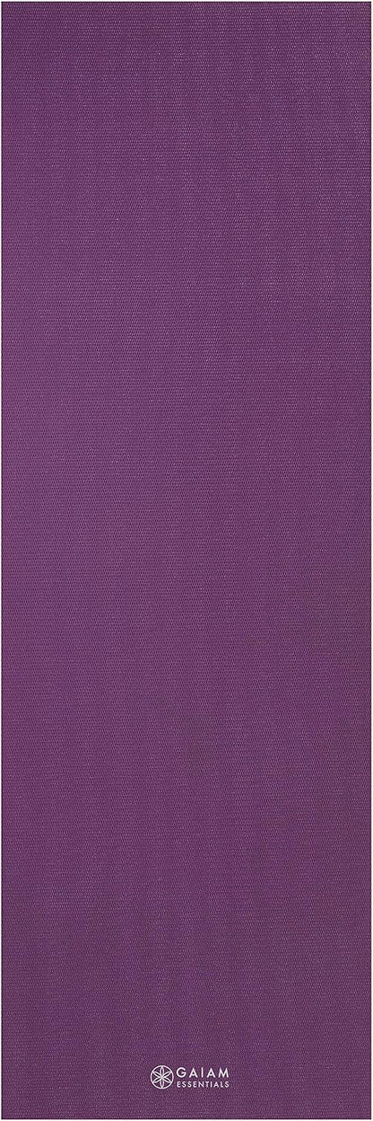 Essentials 1/4" Thin (6mm) Yoga & Pilates, Fitness & Exercise Mat with Easy-Cinch Carrier Strap Cusion Support For Fitness and Gym Workouts