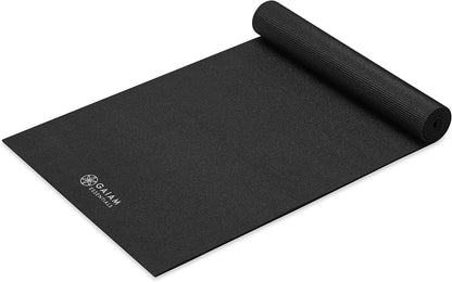 Essentials 1/4" Thin (6mm) Yoga & Pilates, Fitness & Exercise Mat with Easy-Cinch Carrier Strap Cusion Support For Fitness and Gym Workouts