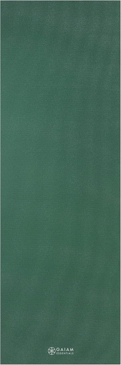 Essentials 1/4" Thin (6mm) Yoga & Pilates, Fitness & Exercise Mat with Easy-Cinch Carrier Strap Cusion Support For Fitness and Gym Workouts