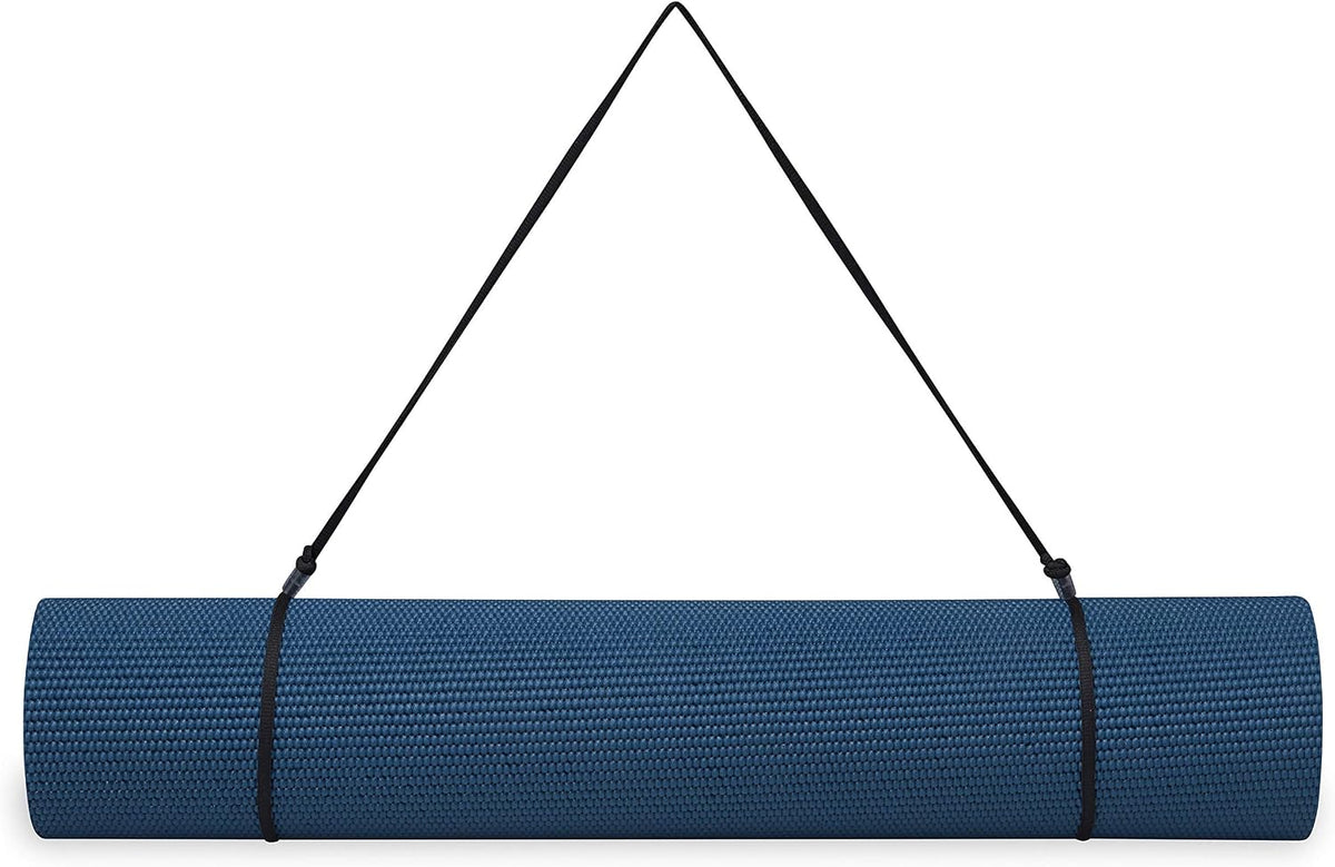 Essentials 1/4" Thin (6mm) Yoga & Pilates, Fitness & Exercise Mat with Easy-Cinch Carrier Strap Cusion Support For Fitness and Gym Workouts